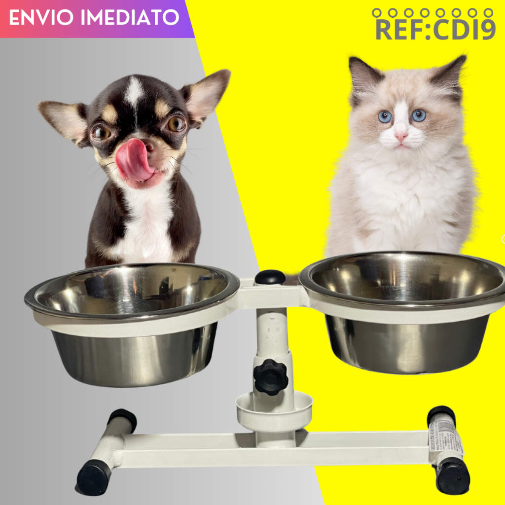 Comedouro Cachorro Gato Elevado Anti Formiga Duplo Inox 400ml