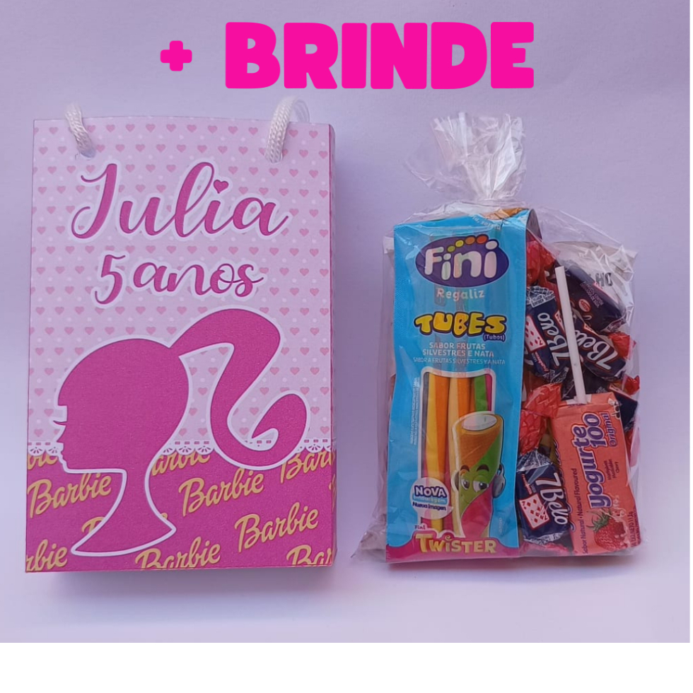 KIT SACOLINHA SURPRESA PERSONALIZADA DOCES BARBIE LEMBRANCINHA DE