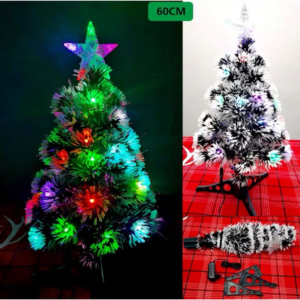 Árvore de Natal LED Fibra Ótica Nevada Luzes Colorida Shopee Brasil