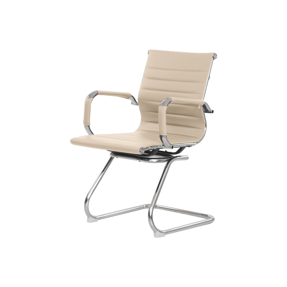 Cadeira Escritório Interlocutor Stripes Fixa PU Nude Shopee Brasil