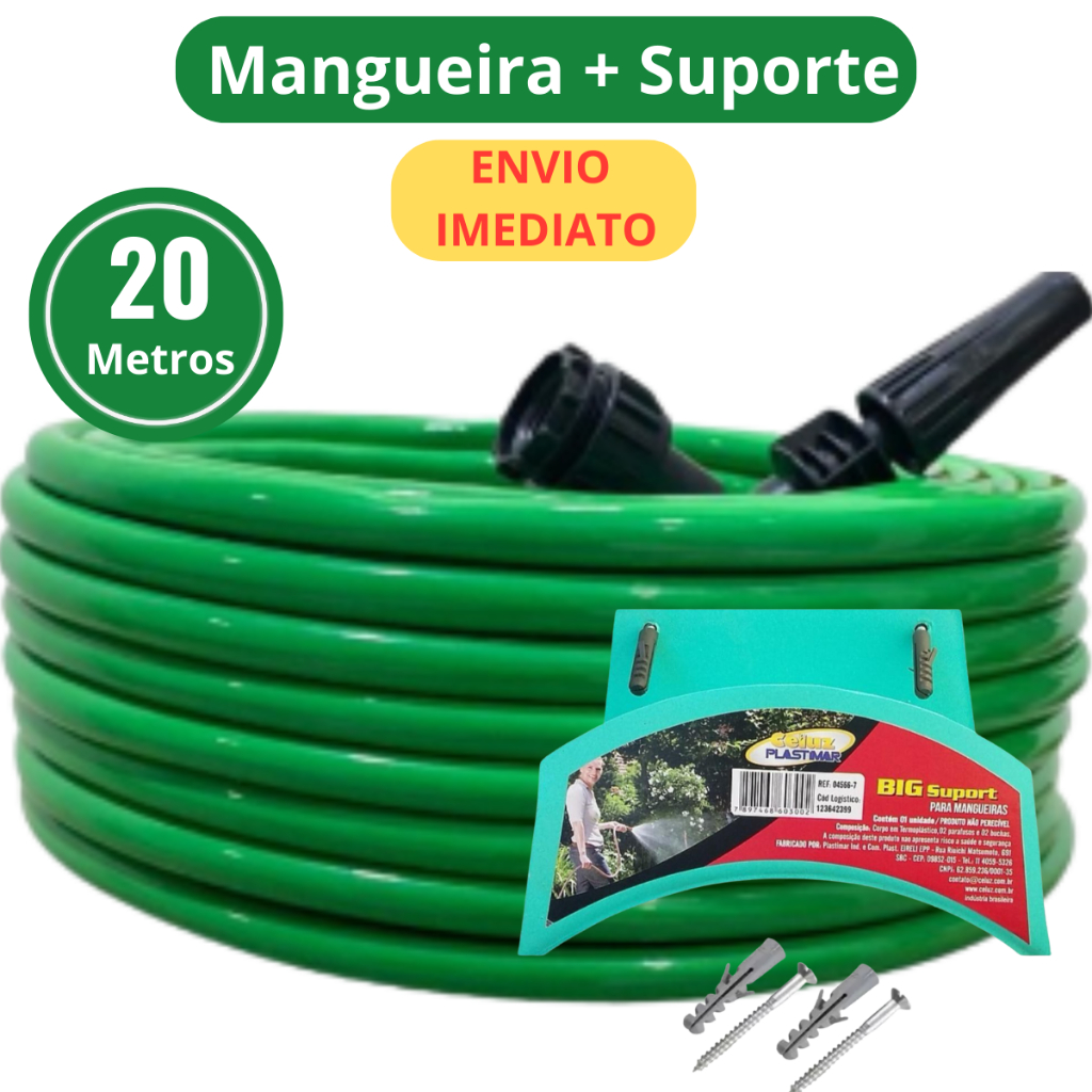 Mangueira De Jardim 20 Metros Resistente Forte Suporte Para Enrolar