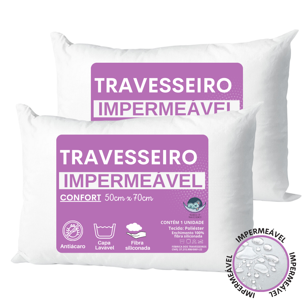 Kit Unidades Travesseiros Imperme Vel X Lav Vel Fibra Siliconada