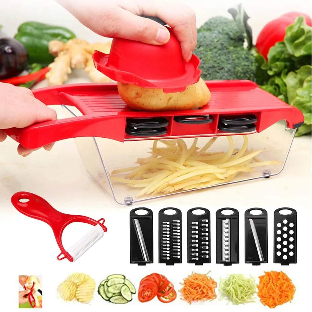 Mandoline Profissional Cozinha Aço Inox 10 in 1 Fatiador Cortador