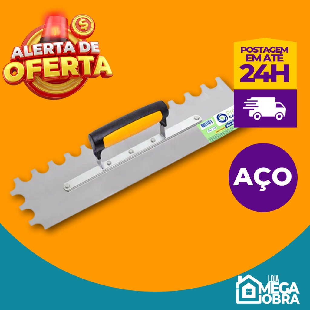 Desempenadeira Aço Dente U 20mm 10x35cm CASTOR Shopee Brasil