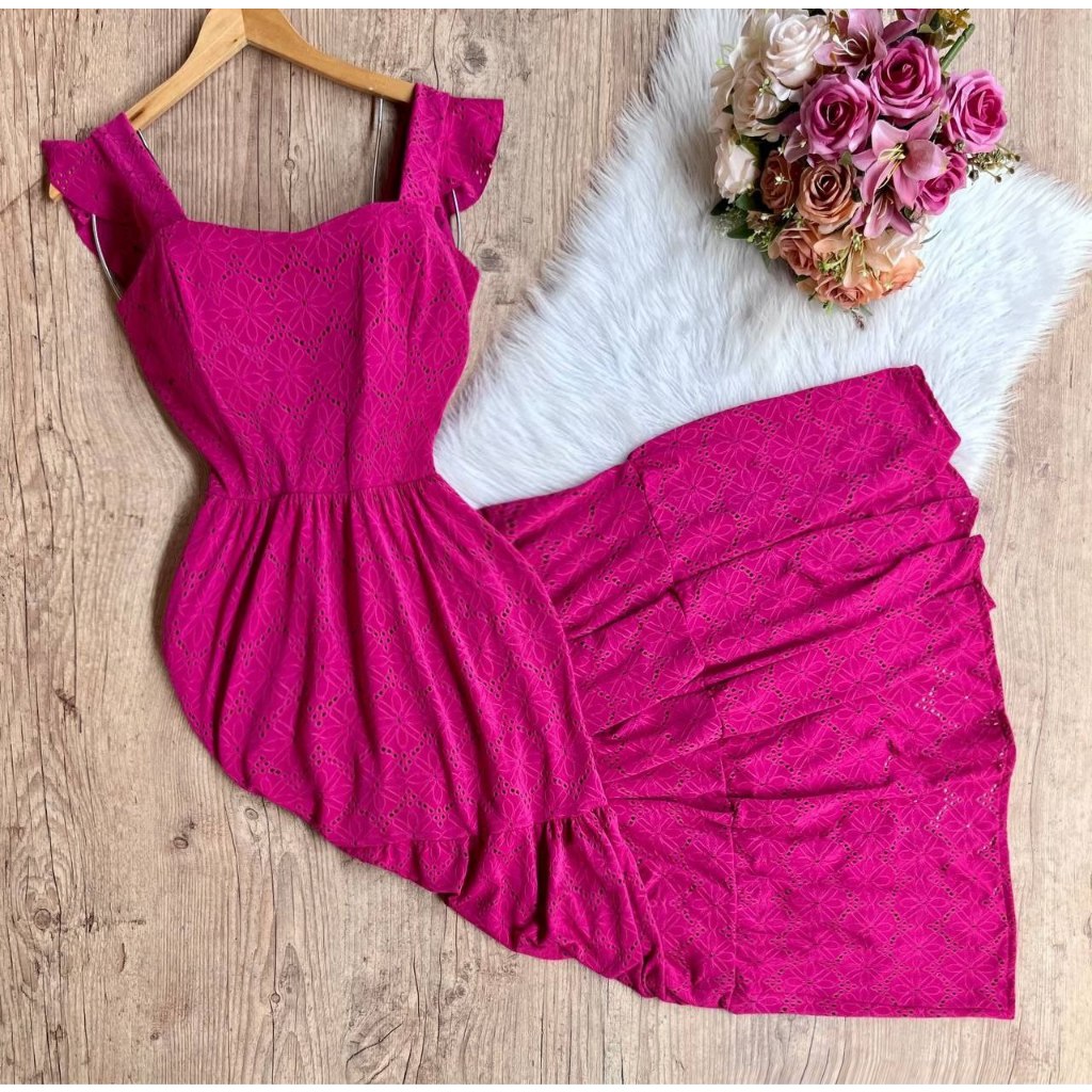 Vestido Longo Lese Plus Size Luxo Babado Na Manga Pink Shopee Brasil