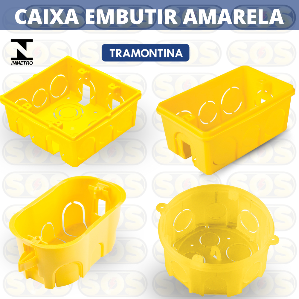 Kit Caixa Amarela X E X Retangular Octogonal Drywall Tramontina