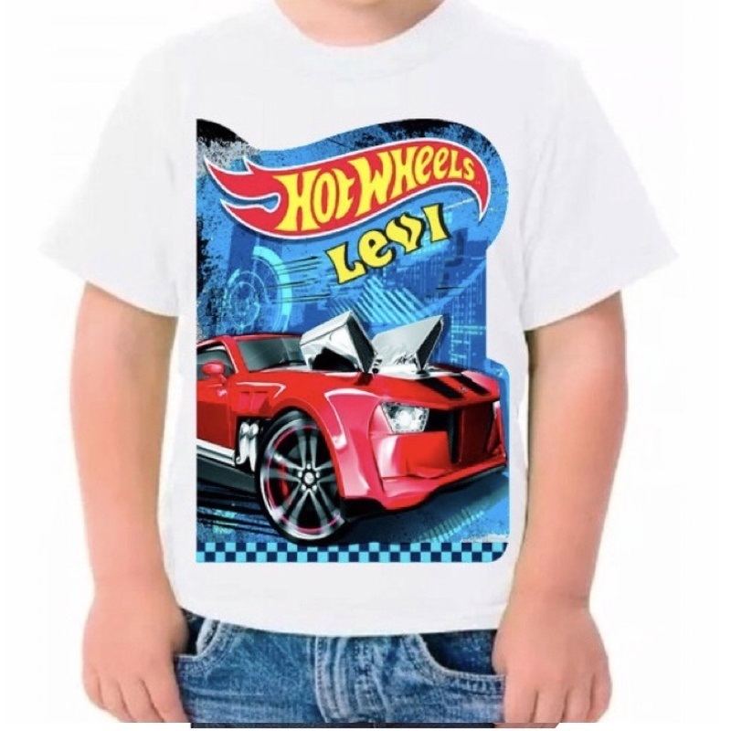 Camiseta Infantil Hot Wheels Nome Personalizado Shopee Brasil
