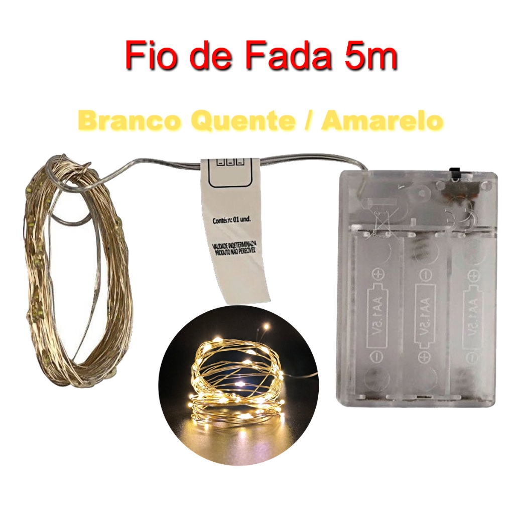 Fio De Fada Led Decoração Cordão De Luz 5mts Branco Quente Shopee