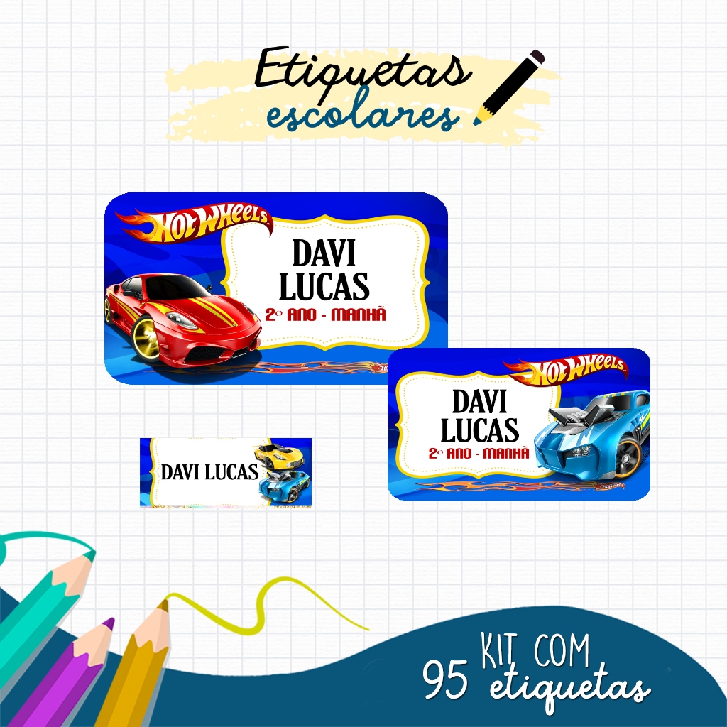 Etiqueta Escolar Personalizada Hot Wheels Shopee Brasil