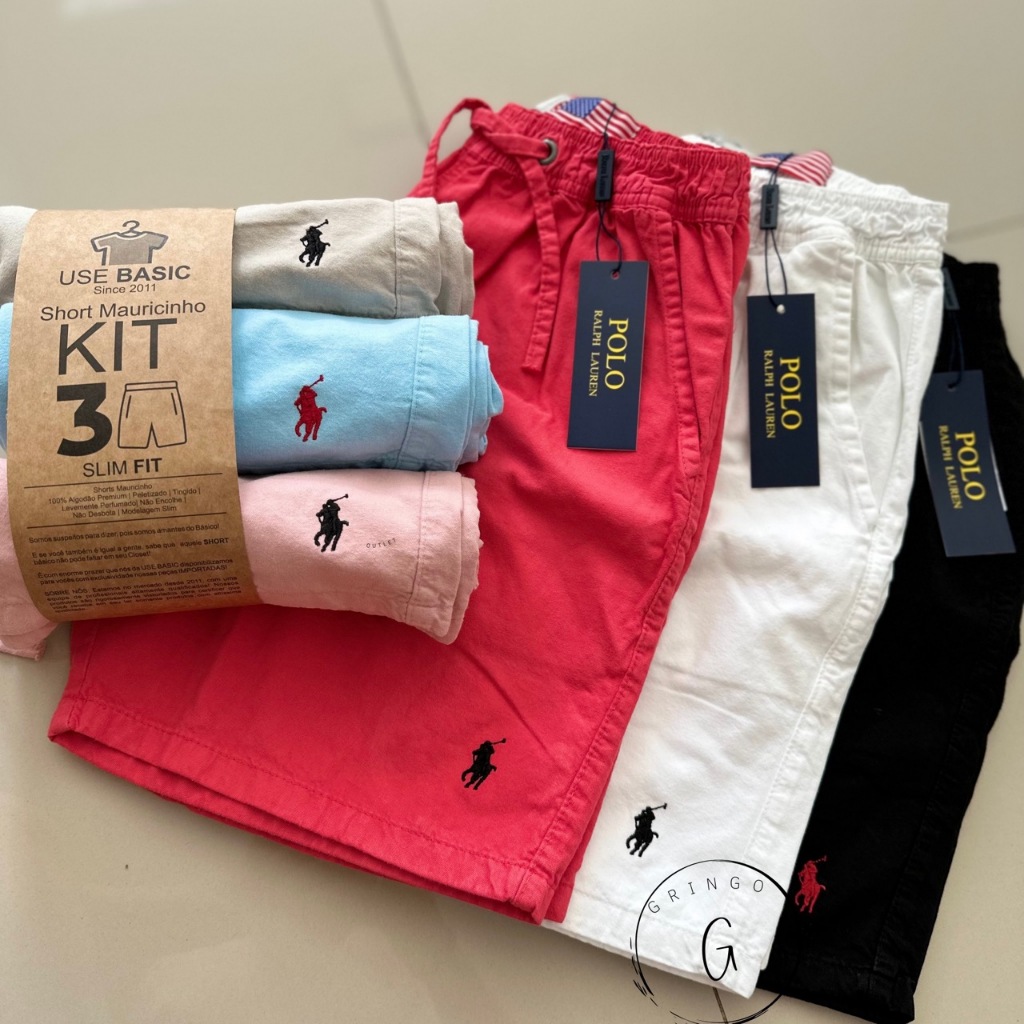 Kit 3 Shorts Masculinos Três Shorts Mauricinho Bermuda Sarja Moda