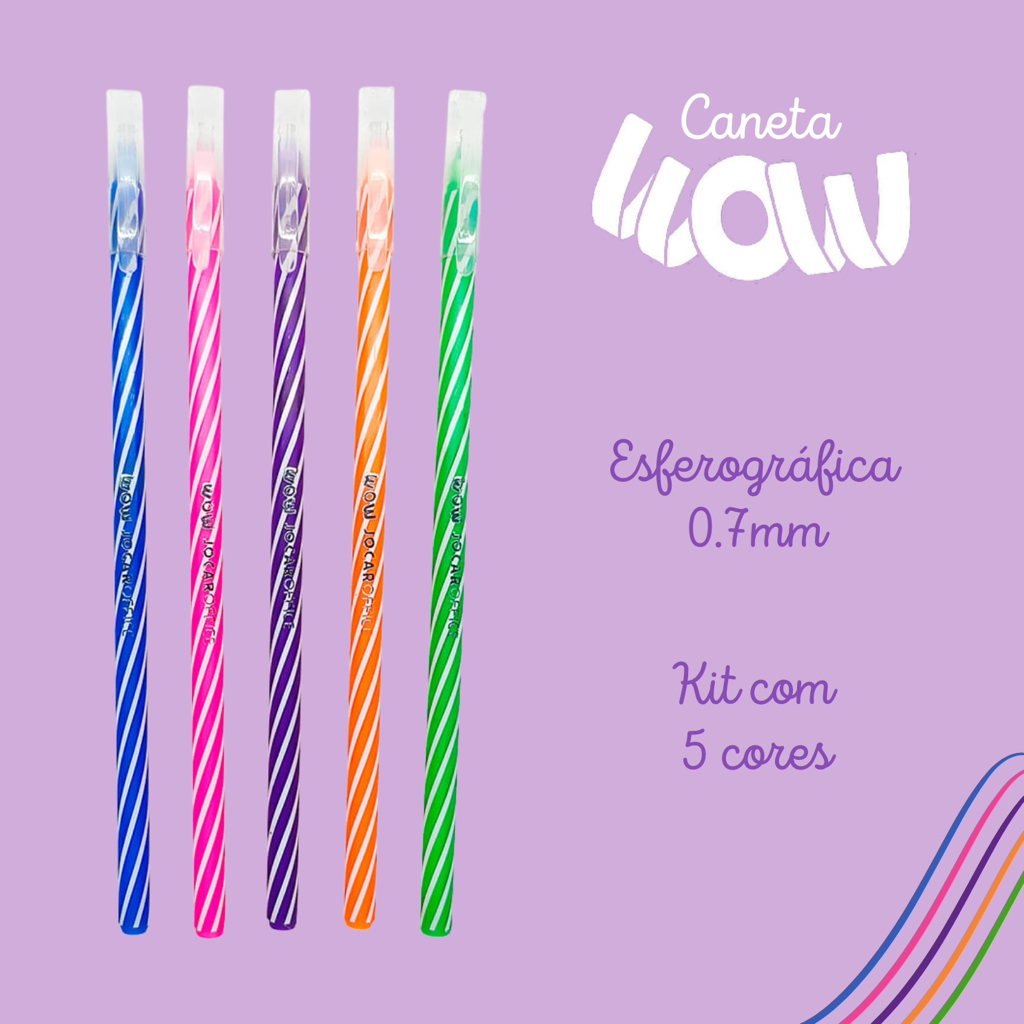 KIT C 5 CANETAS ESF WOW 0 7 COLORIDA BRANCO JOCAR OFFICE Shopee