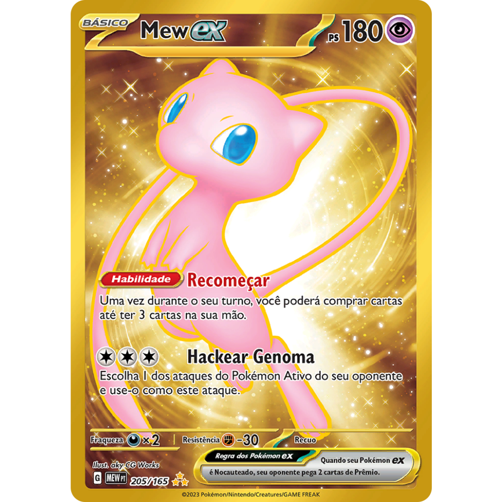 Carta Ultra Rara Mew EX Dourado 205 165 Pokémon 151 Original COPAG