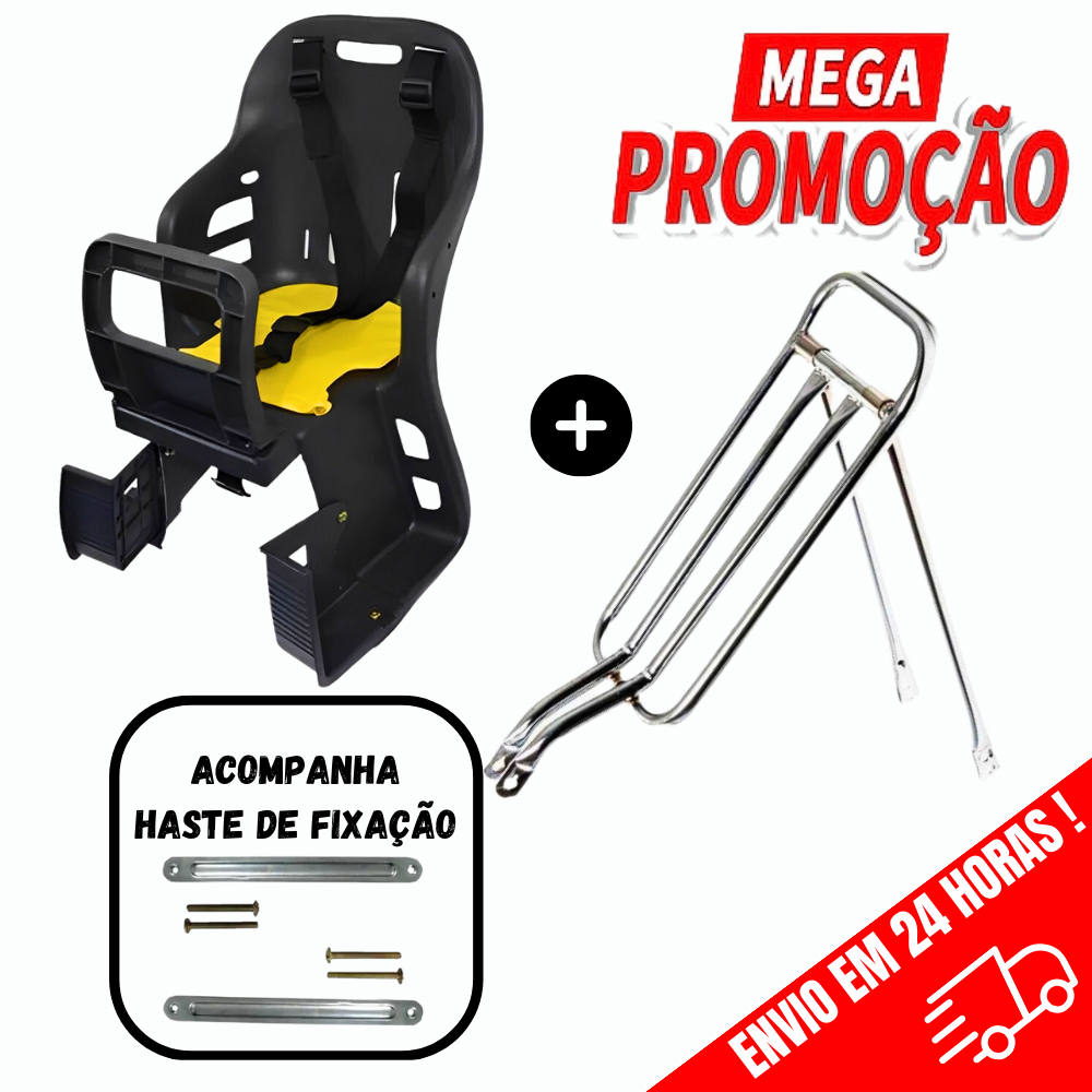 Kit Cadeirinha de Bicicleta Infantil Cinto de Segurança para