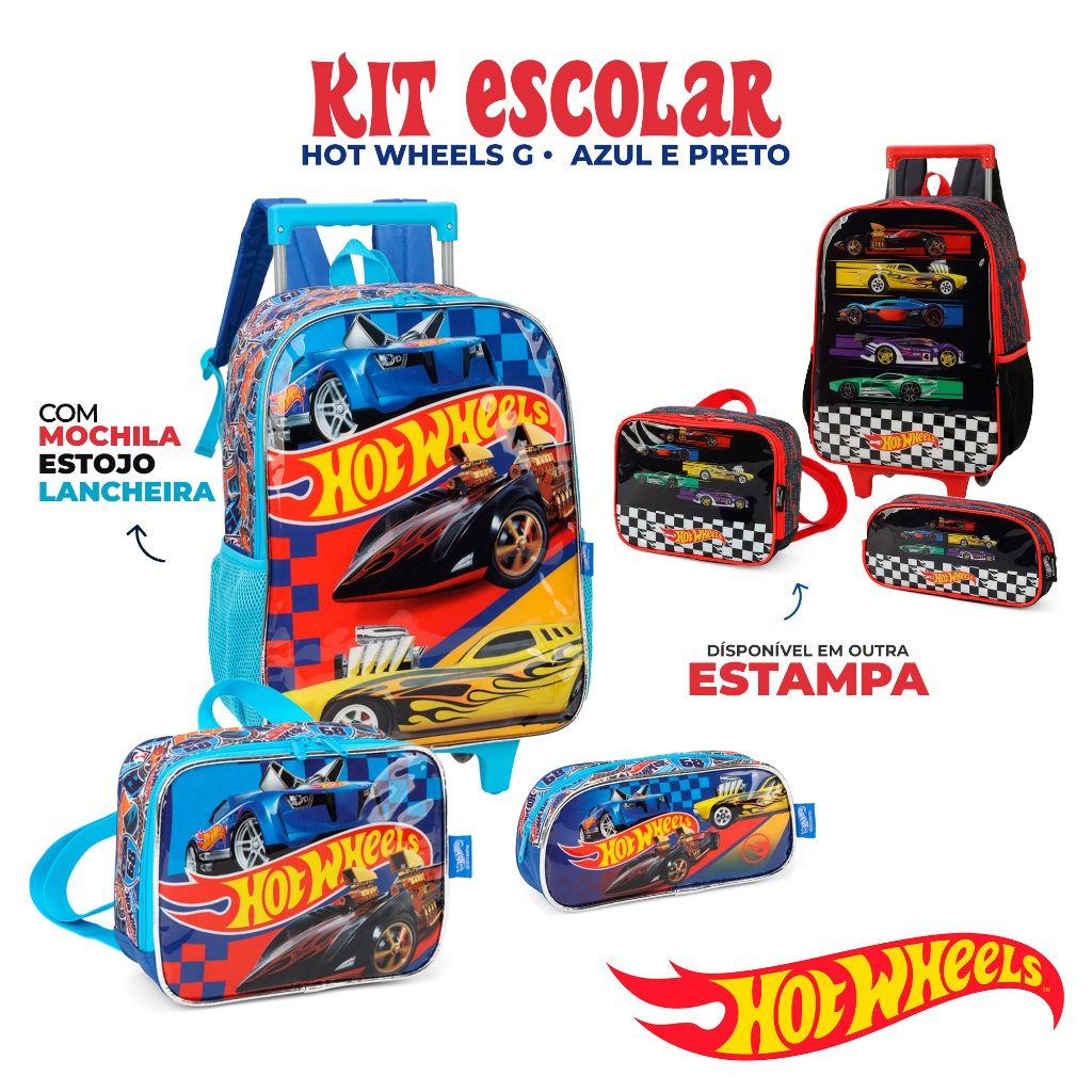 Mochila De Costa Hot Wheels Carros Infantil Escolar Corrida Pista