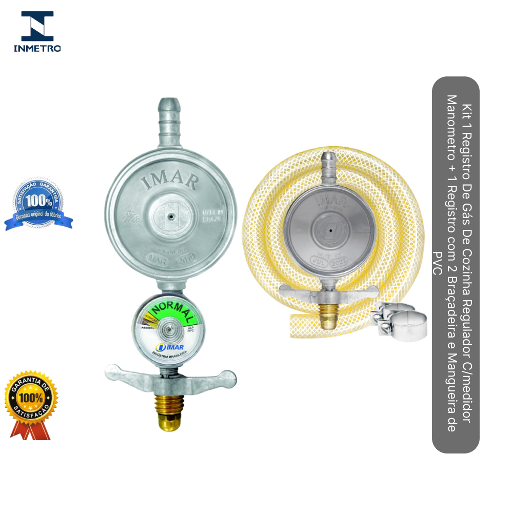 Kit Registro De Gás De Cozinha Regulador Medidor Mangueira