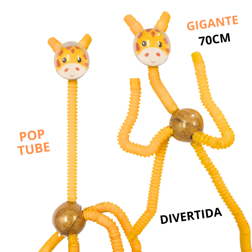 GIRAFA GIGANTE POP TUBE Divertida Sensorial Tubo Esticado Brinquedo