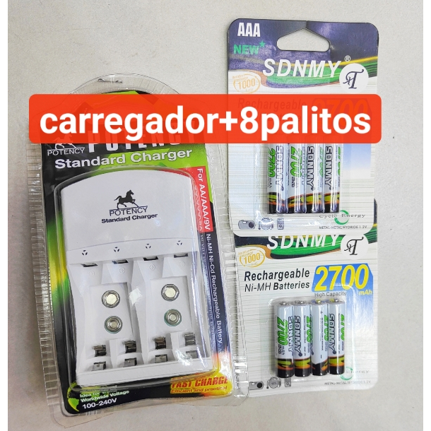 Pilha Bateria Recarreg Vel De Aa Mah Aaa Mah Garregador De