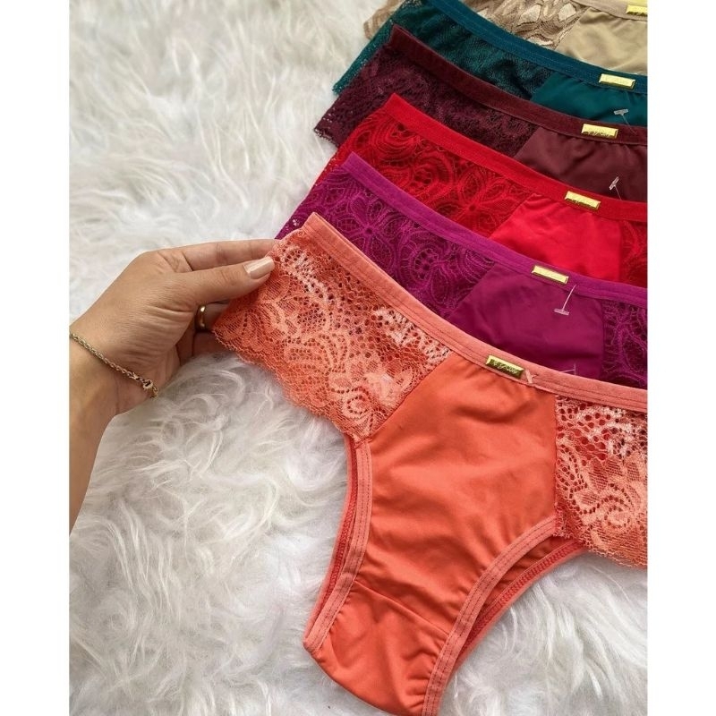 Kit Calcinhas Lateral De Renda Lingerie Calcinha Feminina Shopee Brasil