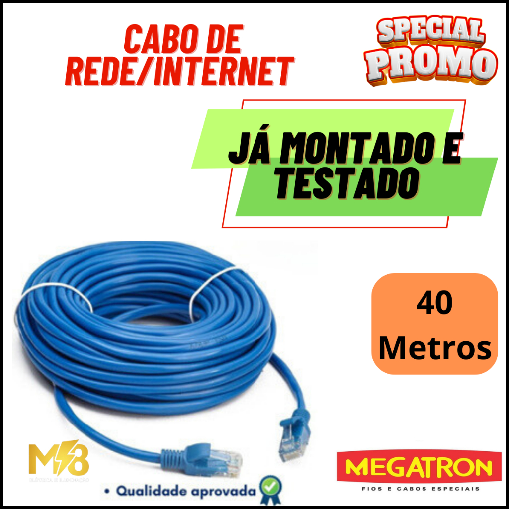 Cabo De Rede Internet Montado E Testado Azul 10 Metros Marca