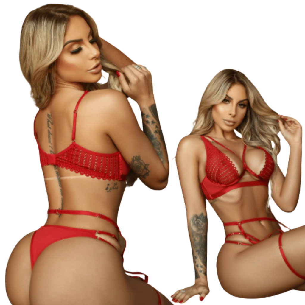 Conjunto Lingerie Diamond Red Segredo Lacrado Shopee Brasil