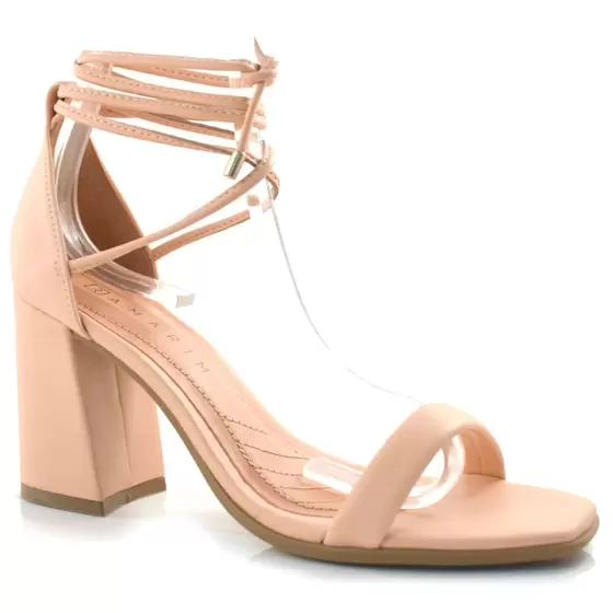 Sandália Ramarim Salto Plataforma Bloco Original Peach Nude Feminino
