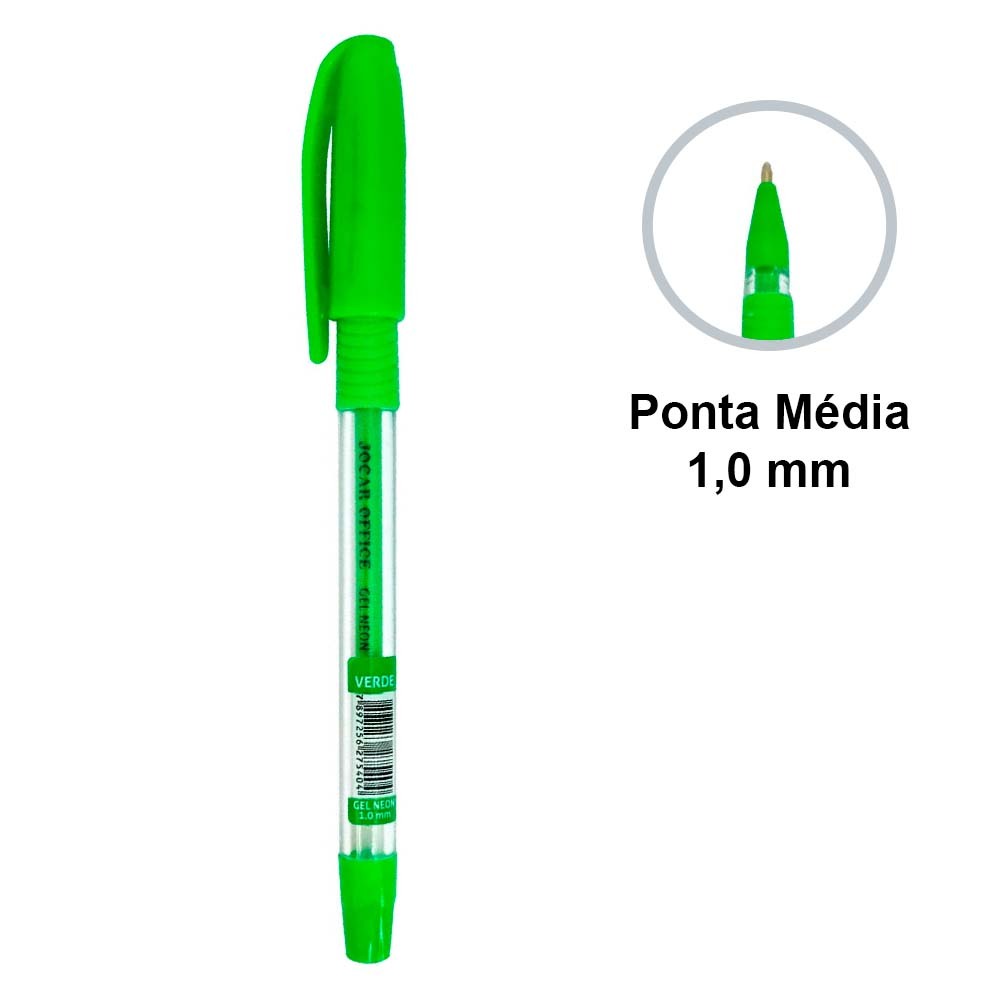 Caneta Esferográfica Gel Neon Verde 1 0mm Jocar Office Shopee Brasil