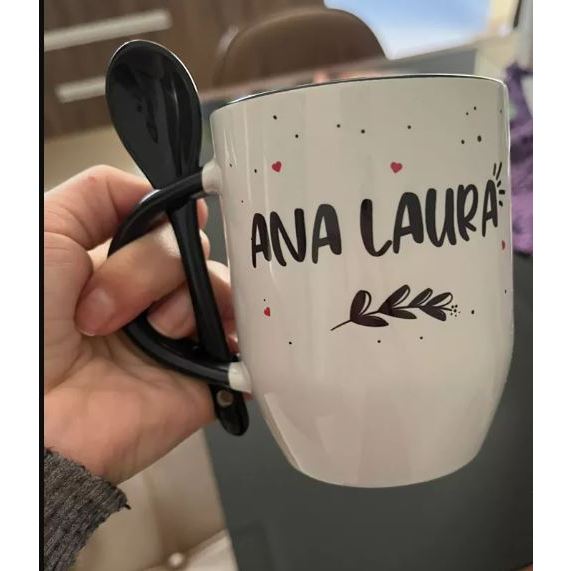 Caneca Colher Personalizada Nome E Frase Shopee Brasil