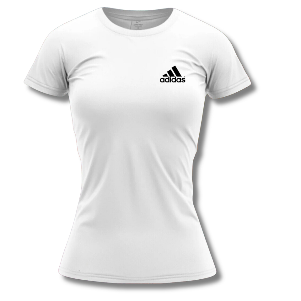 Camiseta Baby Look Dry Fit Esportiva Feminina Logo Prata Ideal Para