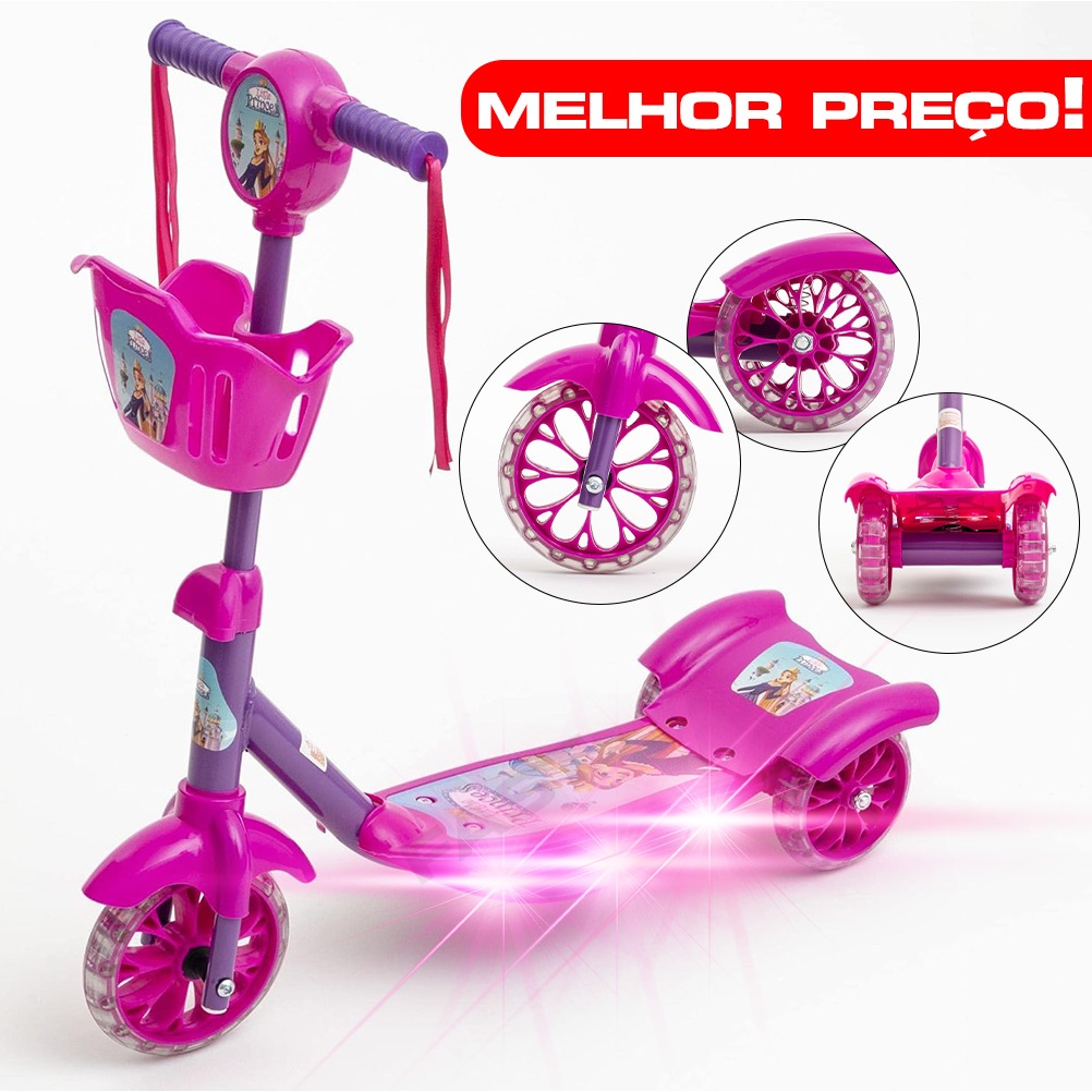 Patinete Scooters Princesa Barbie Musical Luzes E Rodas Em Gel