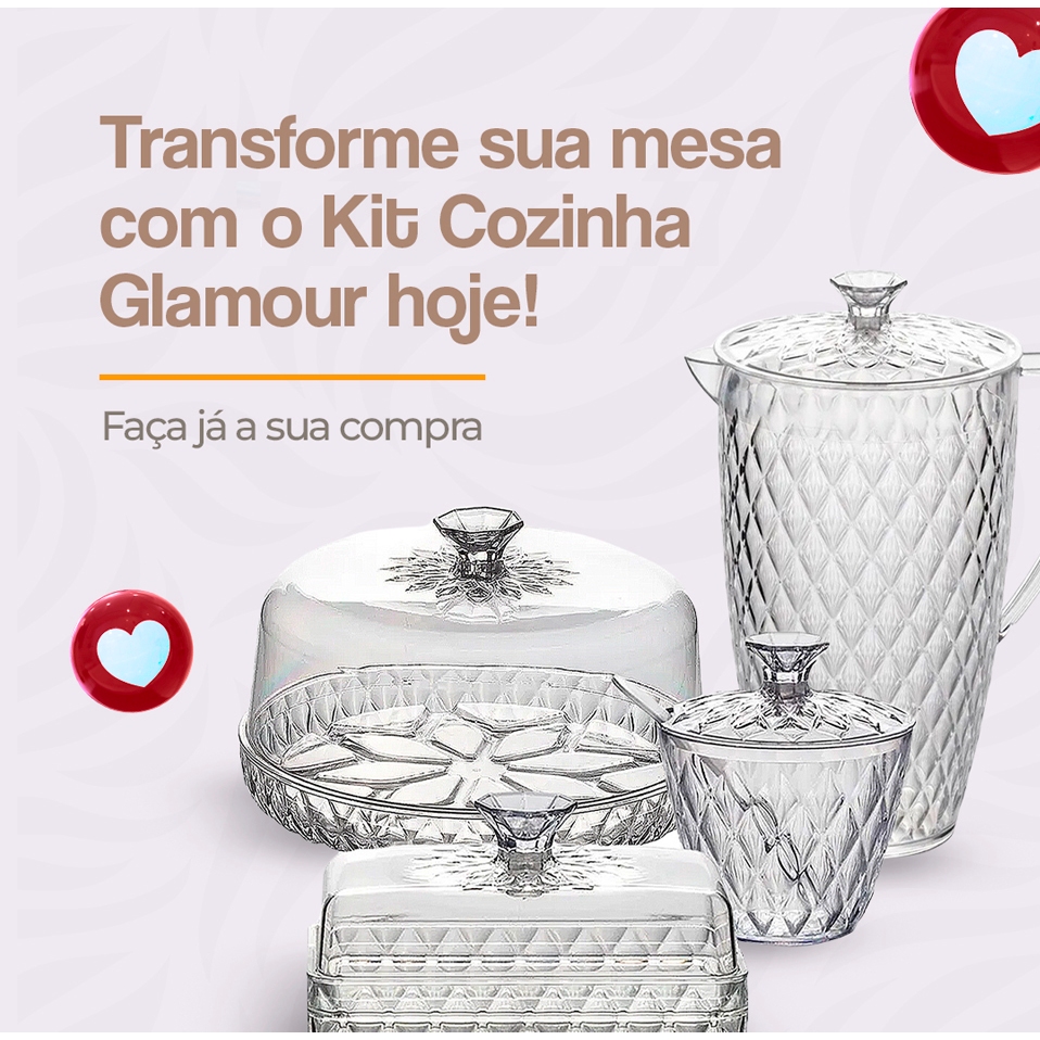 Kit Cozinha Mesa Posta Glamour Café da Manhã Tarde Jarra Queijeira