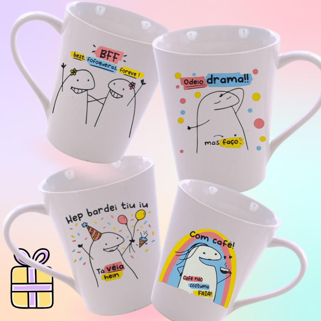 Kit Canecas Personalizadas Meme Flork Bento Diversas Frases Ml