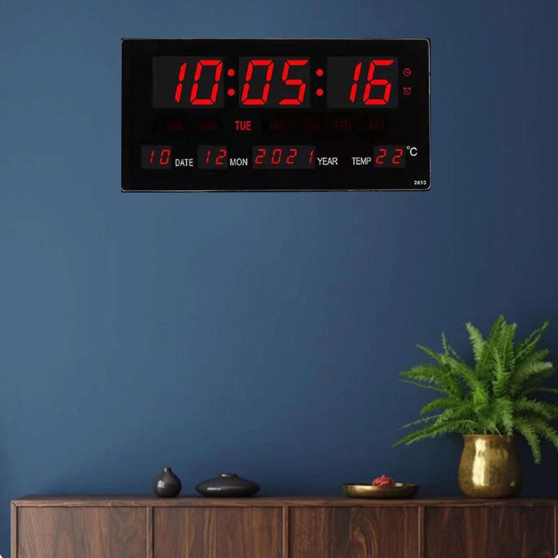 Rel Gio De Parede Digital Led Termometro Calendario Shopee Brasil