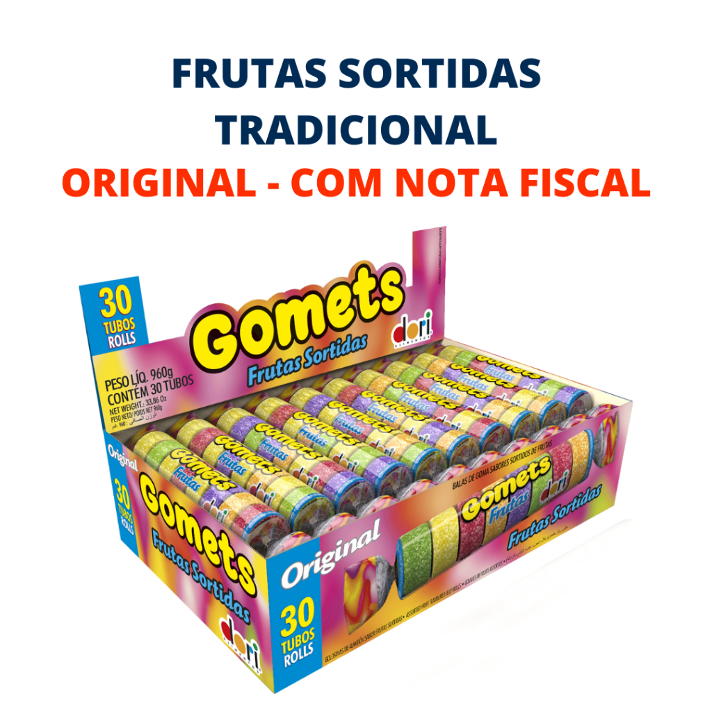 Bala De Goma Gomets Frutas Sortidas 30 Tubos Dori Envio Imediato