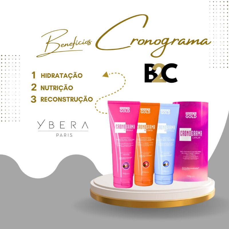 Kit New Cronograma Capilar Fashion Gold Cabelos Calebo