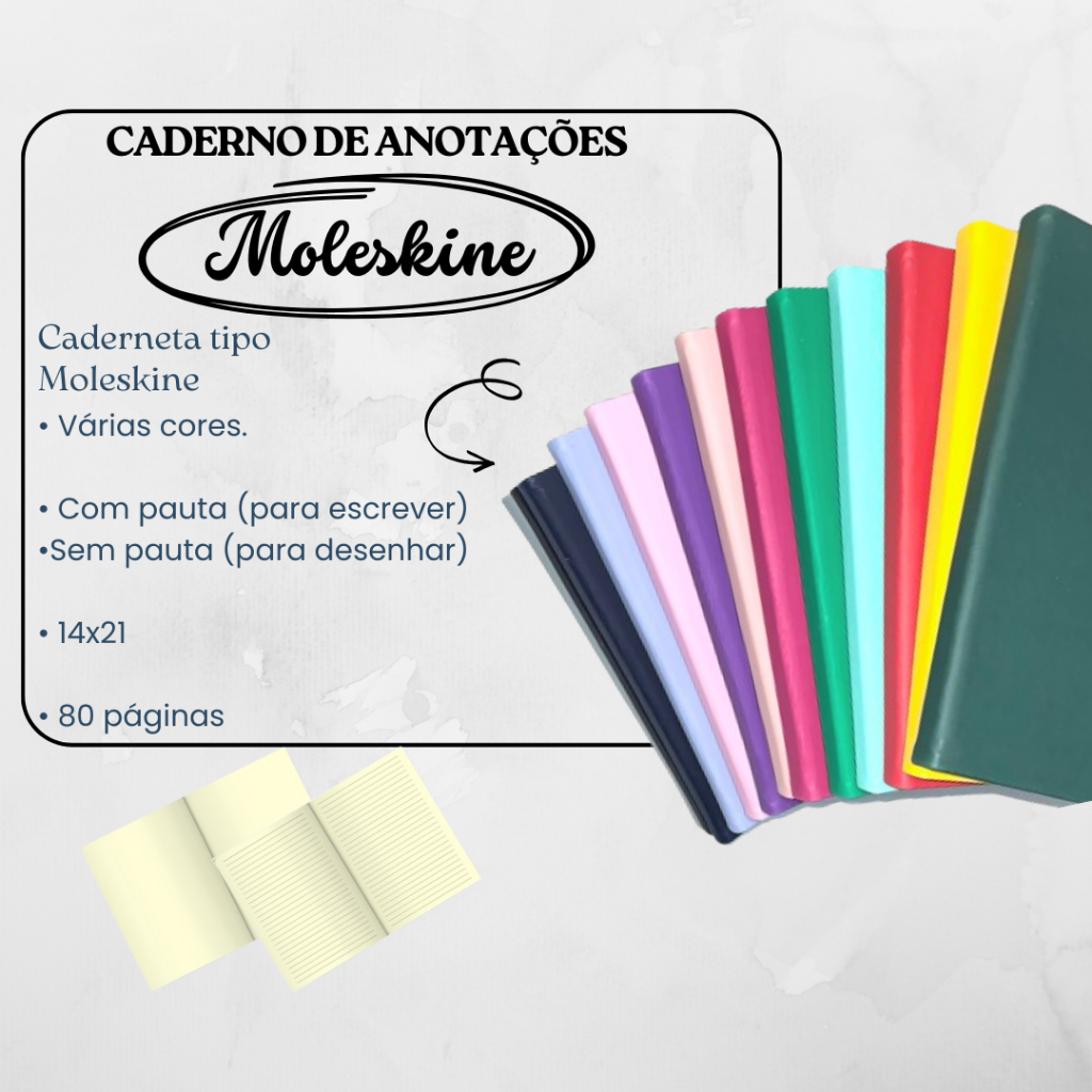 PROMOÇÃO SKETCHBOOK Caderneta Moleskine 21x14 cm SEM ou Pauta