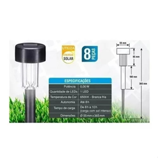 Luminaria Balizadora Jardim Led Energia Por Luz Solar Abs Preto