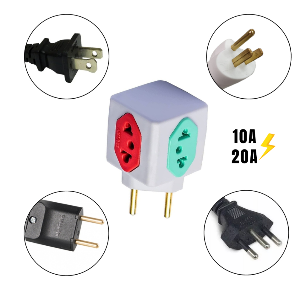 Adaptador Tomada Benjamin Cubo T 4 Entradas 10a E 20a Extensor De