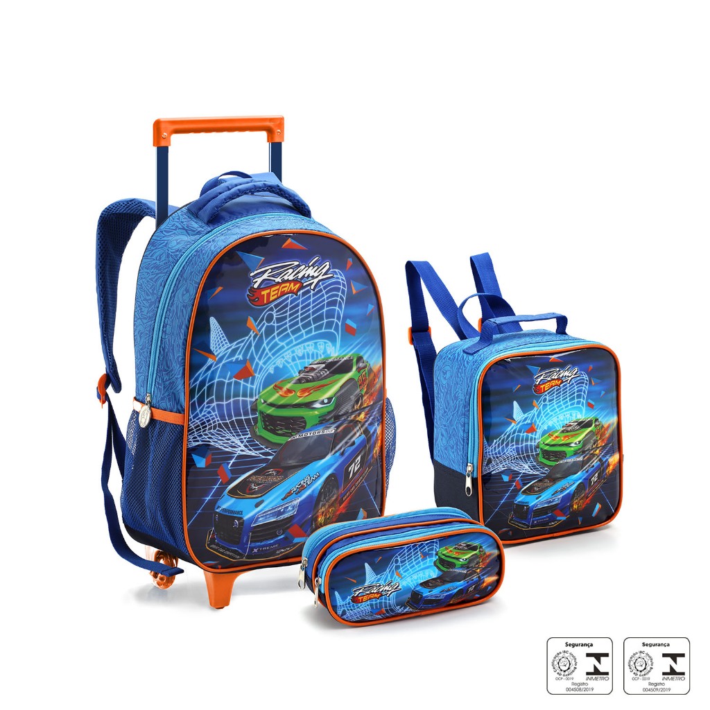 It Escolar Infantil Mochila De Carrinho Lancheira Estojo Estilo Hot Wheels Carro Racing Team