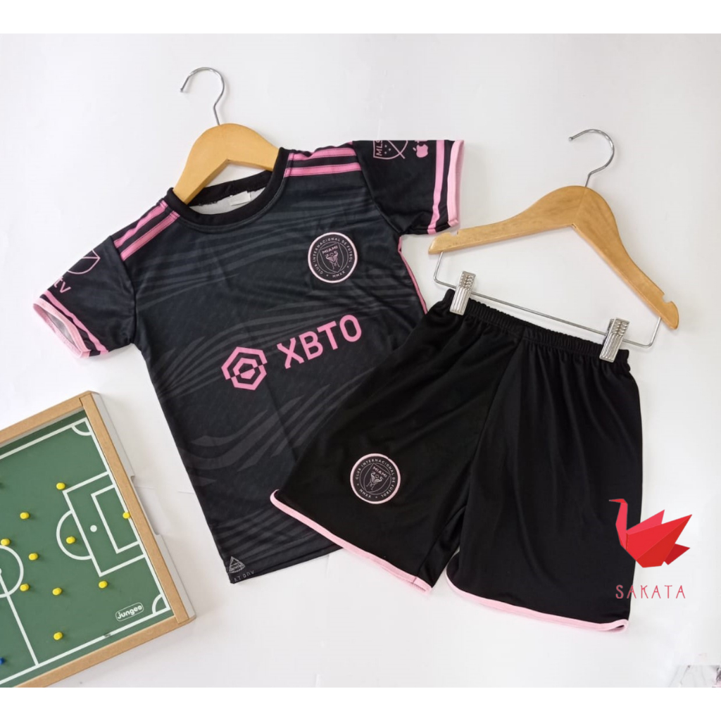 Conjunto Infantil De Futebol Messi Inter Miami PRETO Camisa E Short