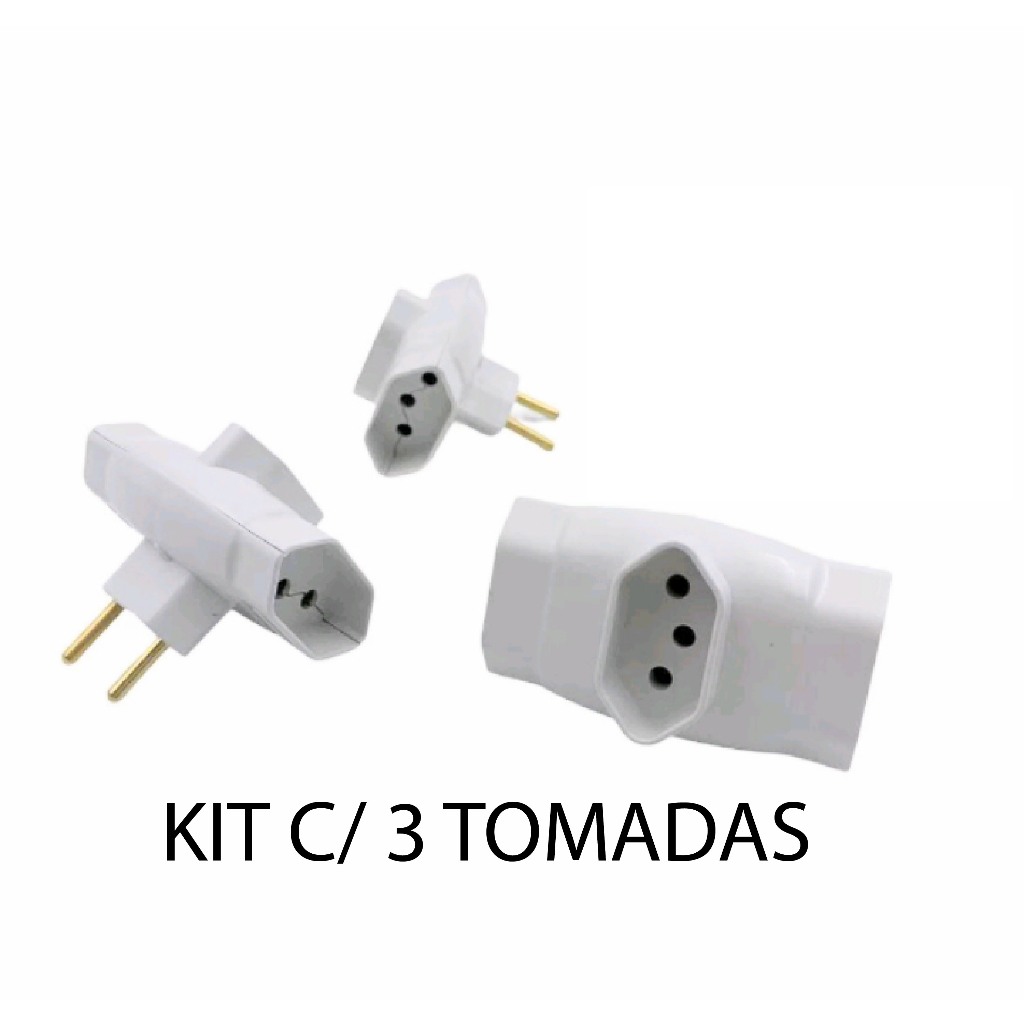 Kit Adaptador T Plug Tomada Pino Tipo Benjamim Tripolar Multiplicador