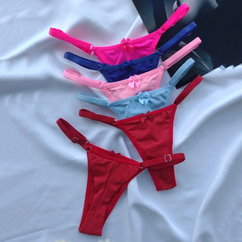 Kit Calcinhas Neon Lingerie Feminina Tanga Fio Duplo Regulagem Em