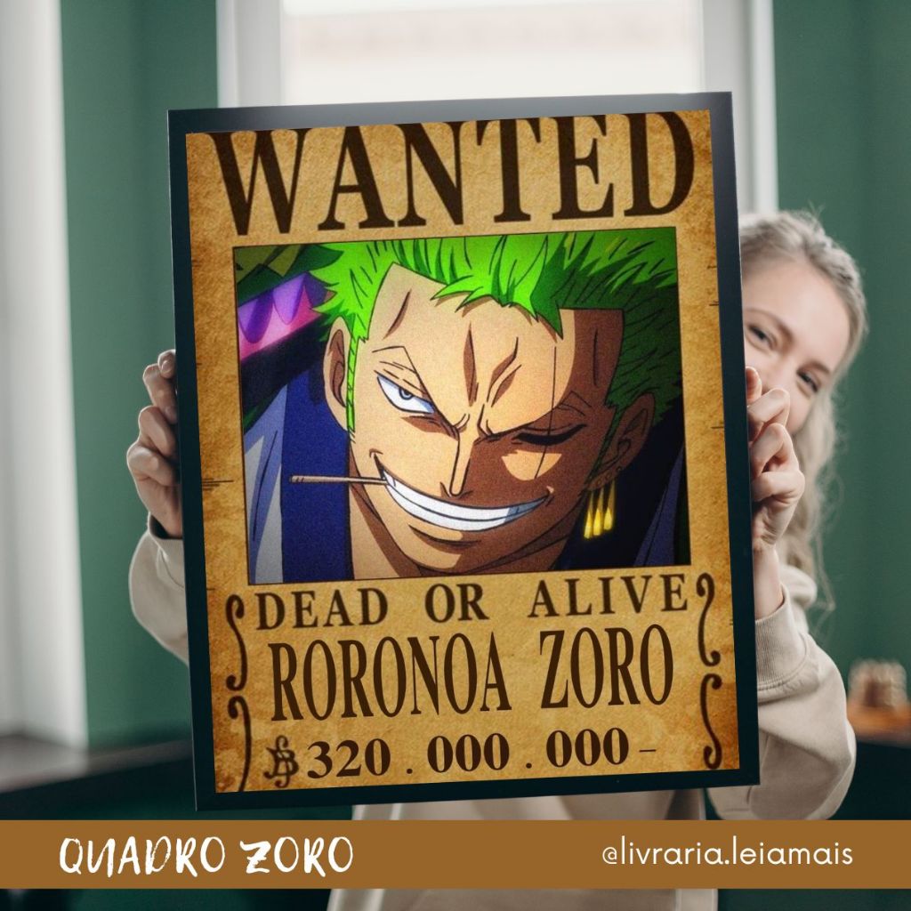 Quadro One Piece Cartaz De Procurado Zoro S Moldura Shopee Brasil