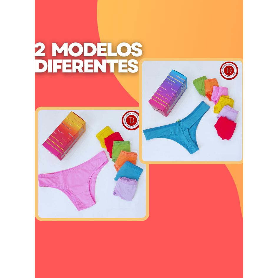 Kit 7 Calcinhas De Microfibra Diamantes Lingerie Conforto E