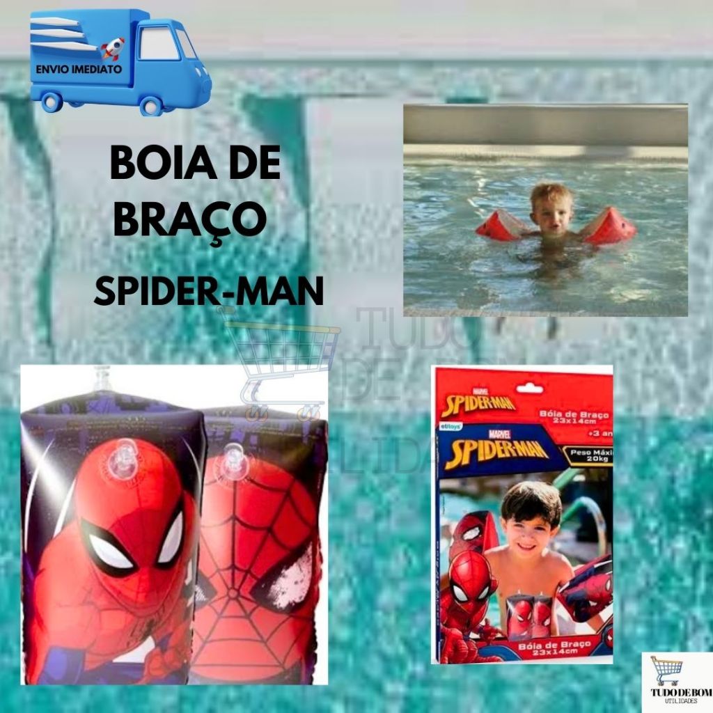 Boia De Braço Inflável Infantil Homem Aranha Spider Man Para Menino