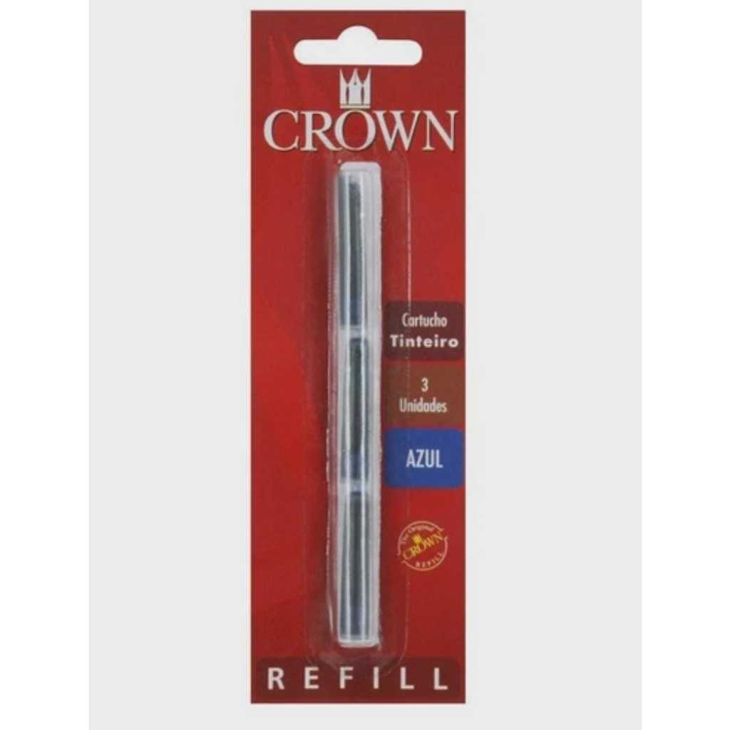 Cartucho Carga Refil Crown Caneta Tinteira Ca32005A Azul Shopee Brasil