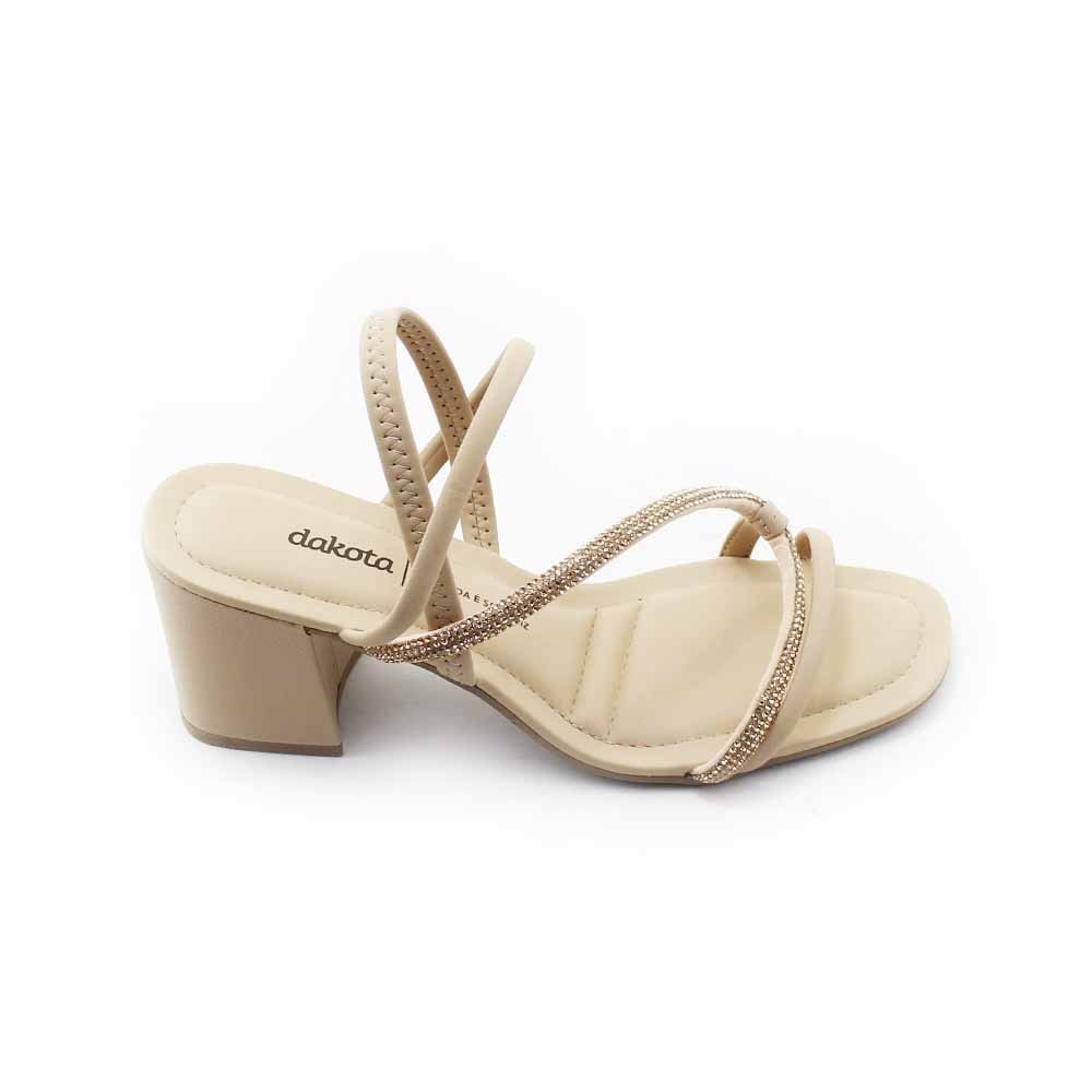 Sandália Salto Bloco Dakota Y cm Altura Nude Shopee Brasil