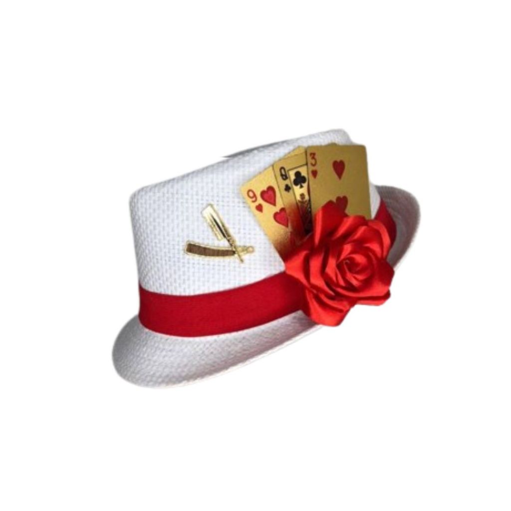 Chap U Maria Navalha Malandra Branco Vermelho E Dourado Shopee Brasil