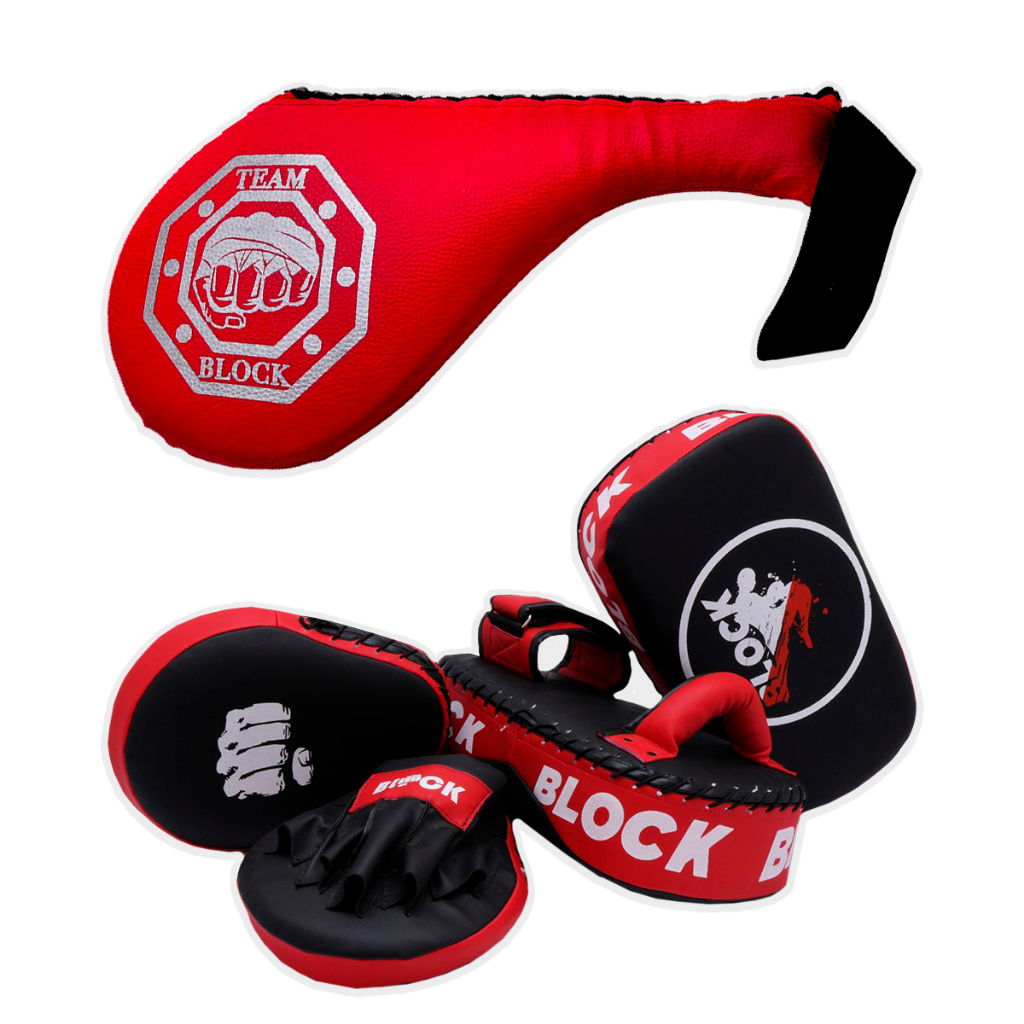 Kit Muay Thai Aparador Manopla Raquete Kit Aparador De Chute