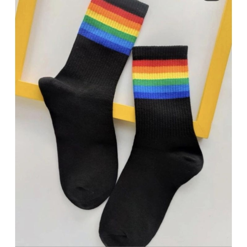 Meias Divertida Cano Longo Estampa Arco Iris Em Algod O Shopee Brasil