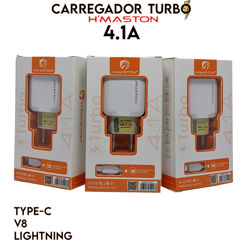 Carregador Turbo H Maston Pro Iphone Ios Tipo C V Cabo Original